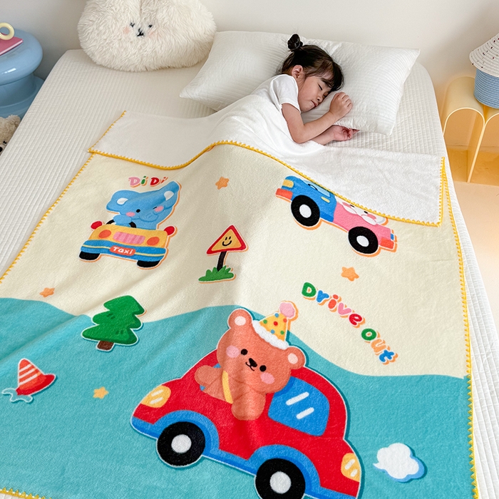 91家纺网 家纺一手货源 找家纺 嗨生活 2025新款牛奶绒毛毯儿童毛毯幼儿园休闲沙发毯床单推车毯毛毯毯子 动物乐园