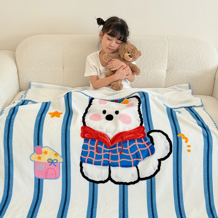 91家纺网 家纺一手货源 找家纺 嗨生活 2025新款牛奶绒毛毯儿童毛毯幼儿园休闲沙发毯床单推车毯毛毯毯子 雪地狗