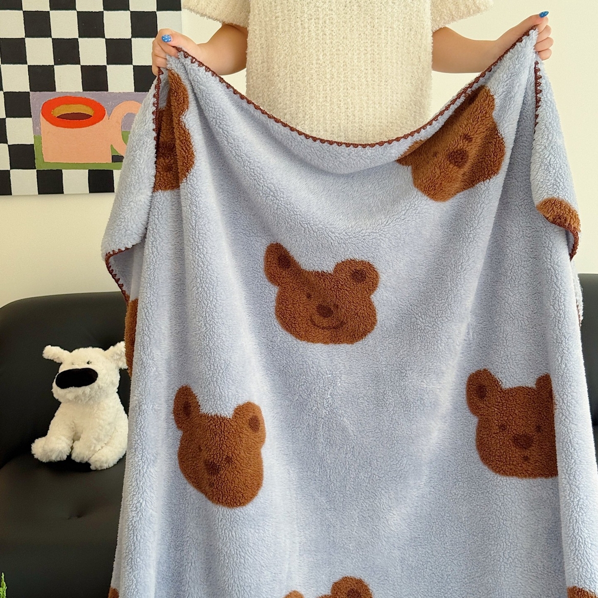 91家纺网 家纺一手货源 找家纺 （总）顾里家纺 2025新款韩系卡通云朵绒盖毯