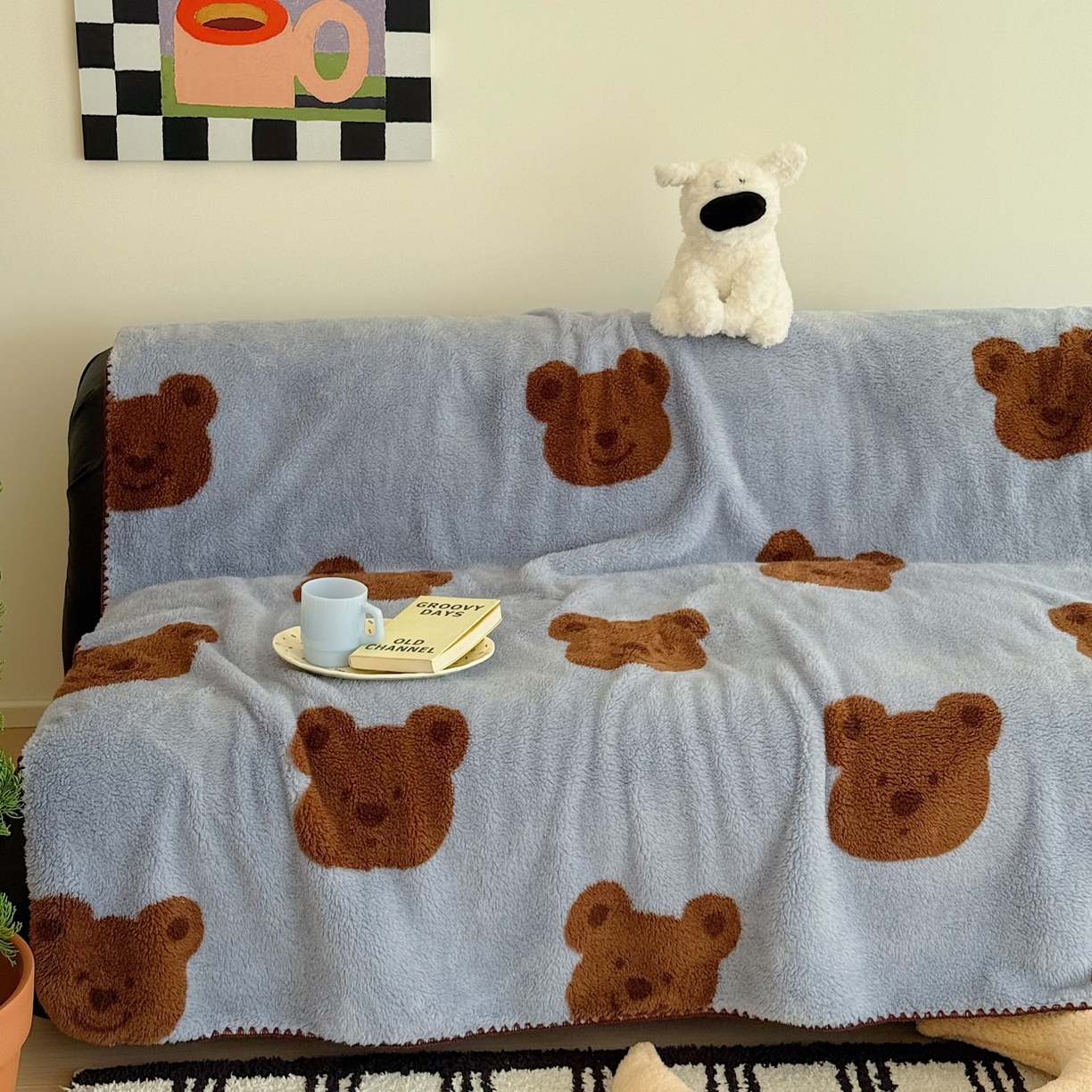 91家纺网 家纺一手货源 找家纺 （总）顾里家纺 2025新款韩系卡通云朵绒盖毯