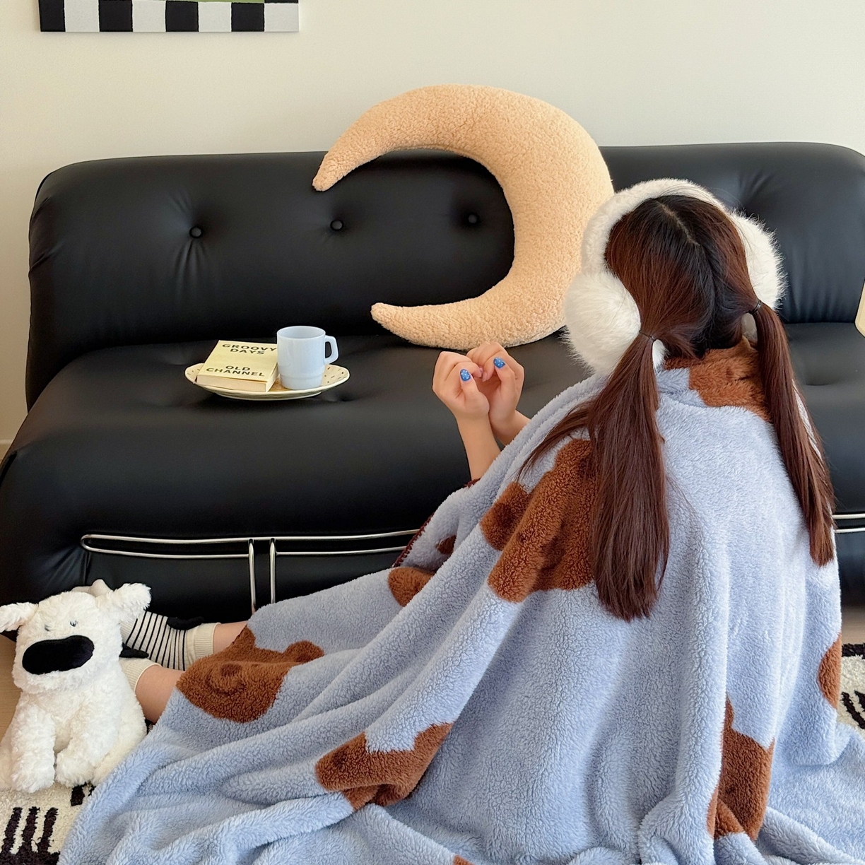 91家纺网 家纺一手货源 找家纺 （总）顾里家纺 2025新款韩系卡通云朵绒盖毯