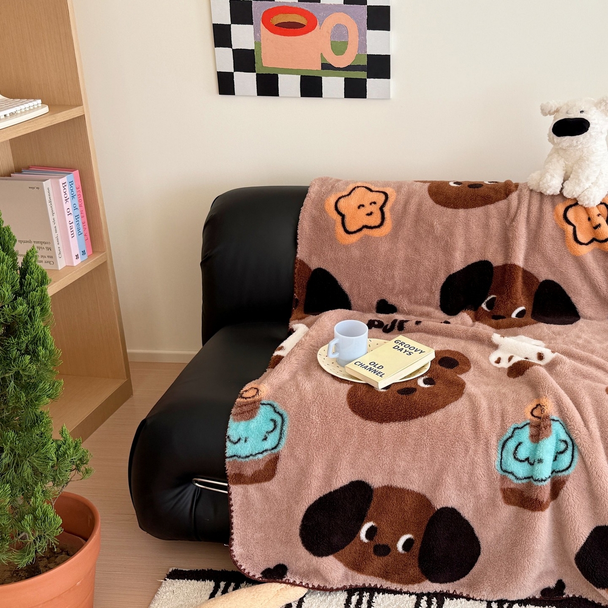 91家纺网 家纺一手货源 找家纺 顾里家纺 2025新款韩系卡通云朵绒盖毯 小熊派对