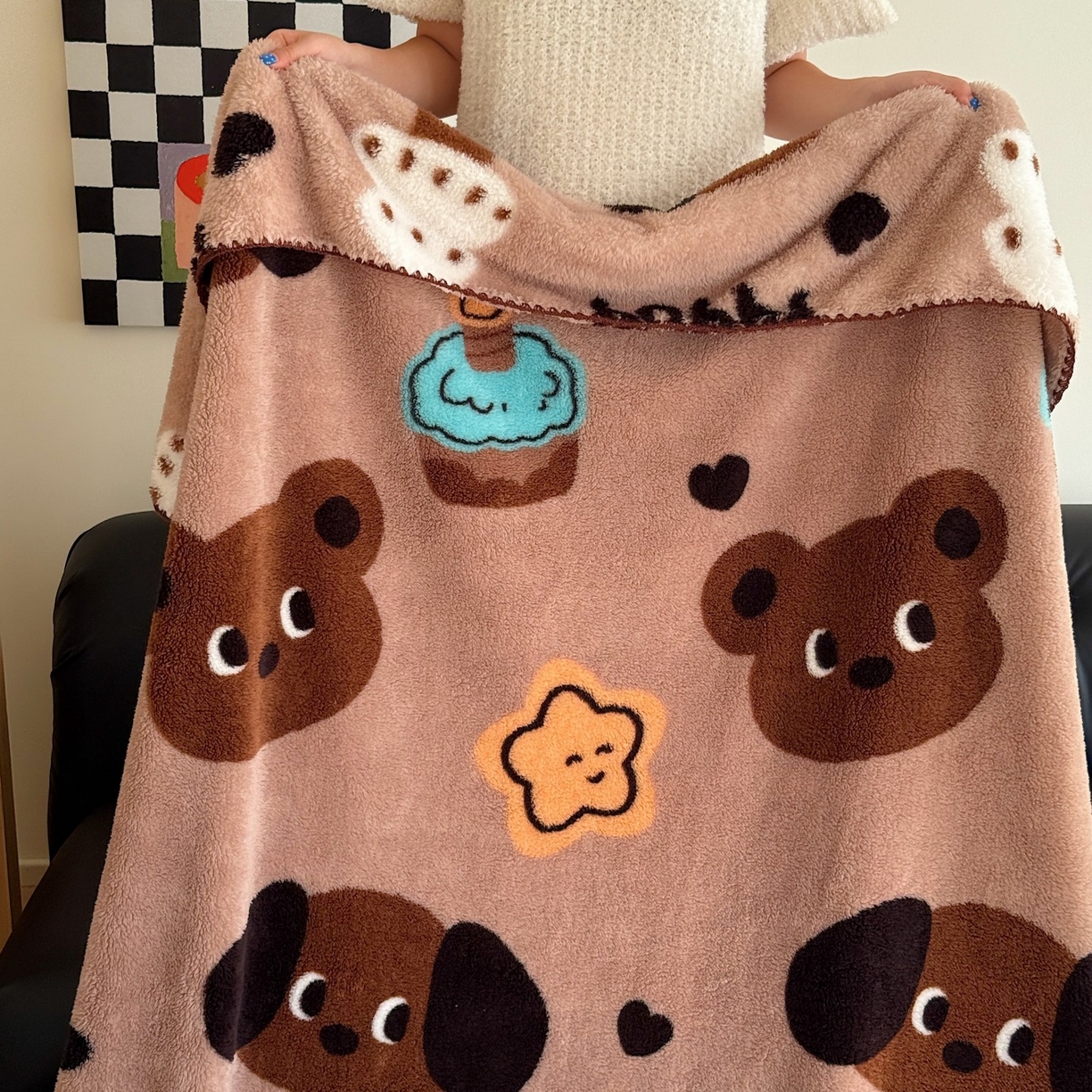 顾里家纺 2025新款韩系卡通云朵绒盖毯 小熊派对