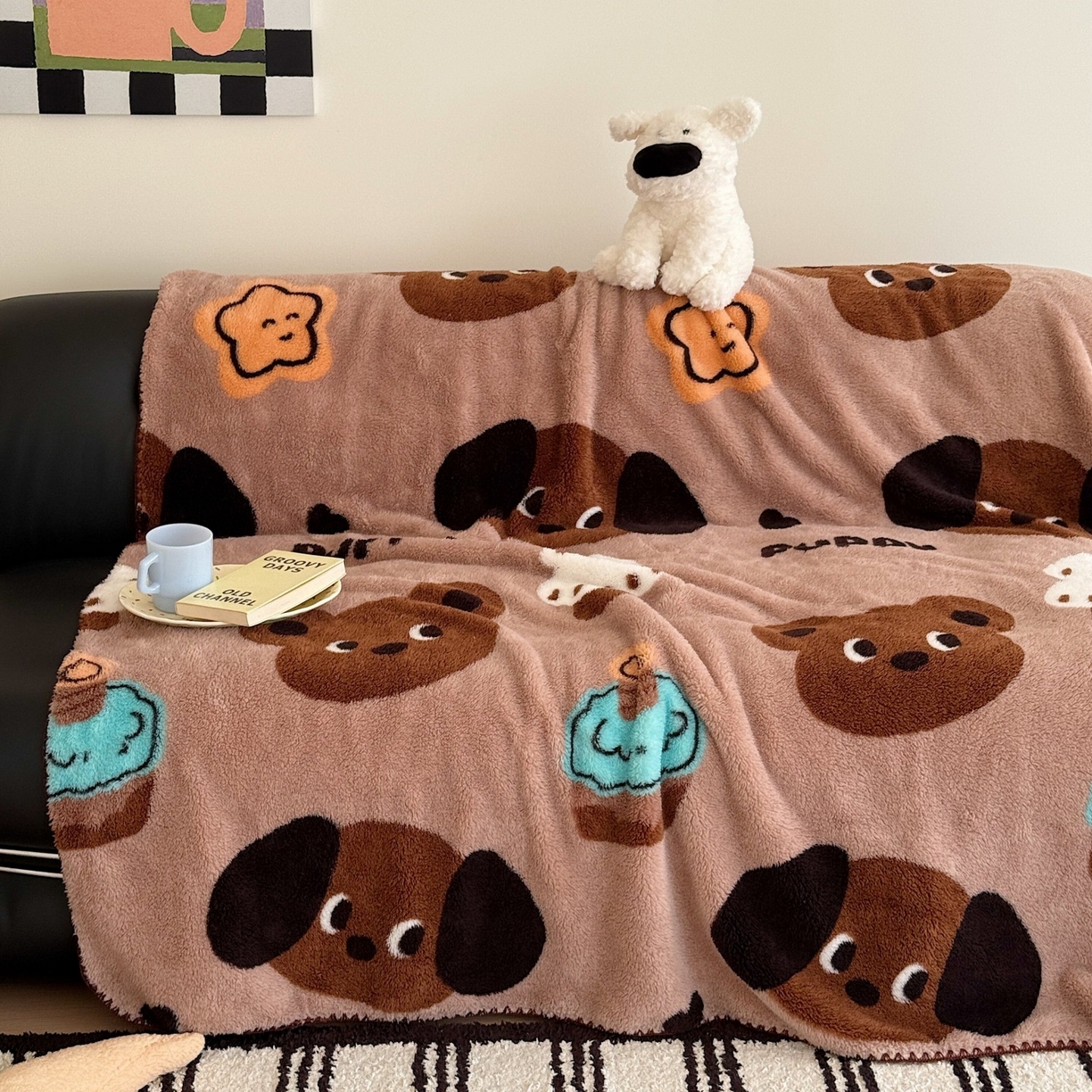 91家纺网 家纺一手货源 找家纺 顾里家纺 2025新款韩系卡通云朵绒盖毯 小熊派对