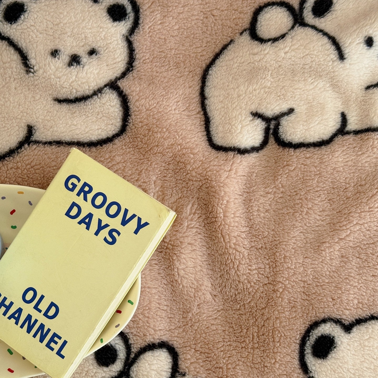 91家纺网 家纺一手货源 找家纺 顾里家纺 2025新款韩系卡通云朵绒盖毯 趴小熊