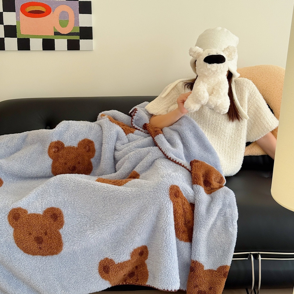 91家纺网 家纺一手货源 找家纺 （总）顾里家纺 2025新款韩系卡通云朵绒盖毯