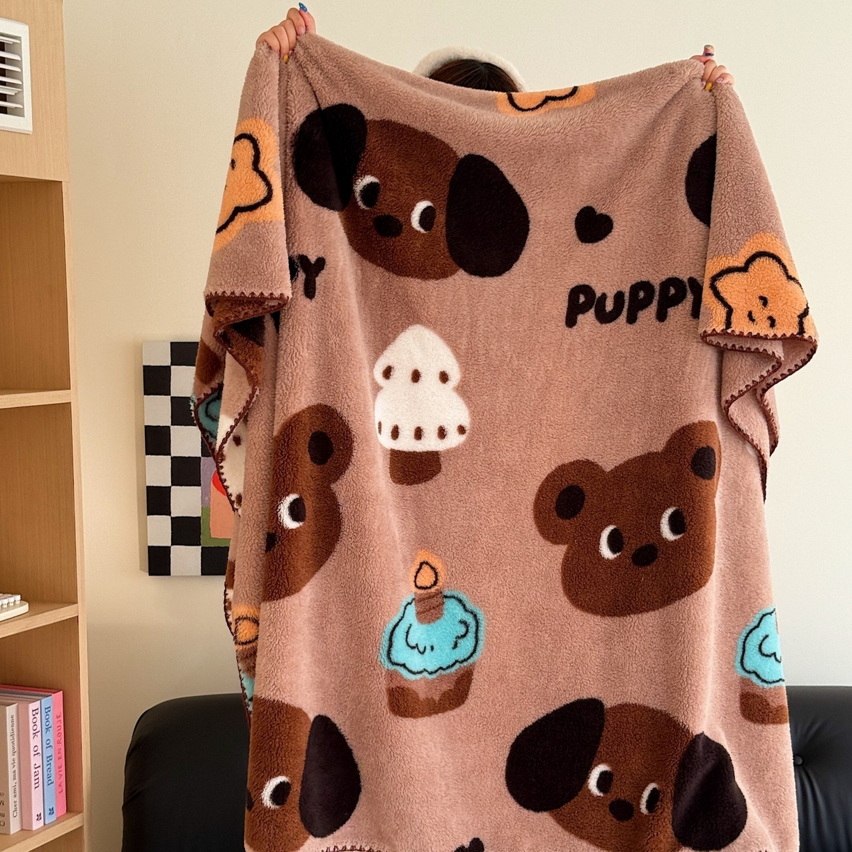 91家纺网 家纺一手货源 找家纺 顾里家纺 2025新款韩系卡通云朵绒盖毯 小熊派对