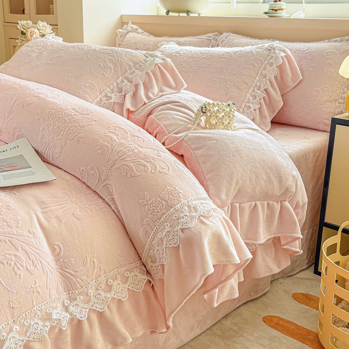 91家纺网 家纺一手货源 找家纺 （总）锦格家纺 2024新款A类高克重牛奶绒四件套