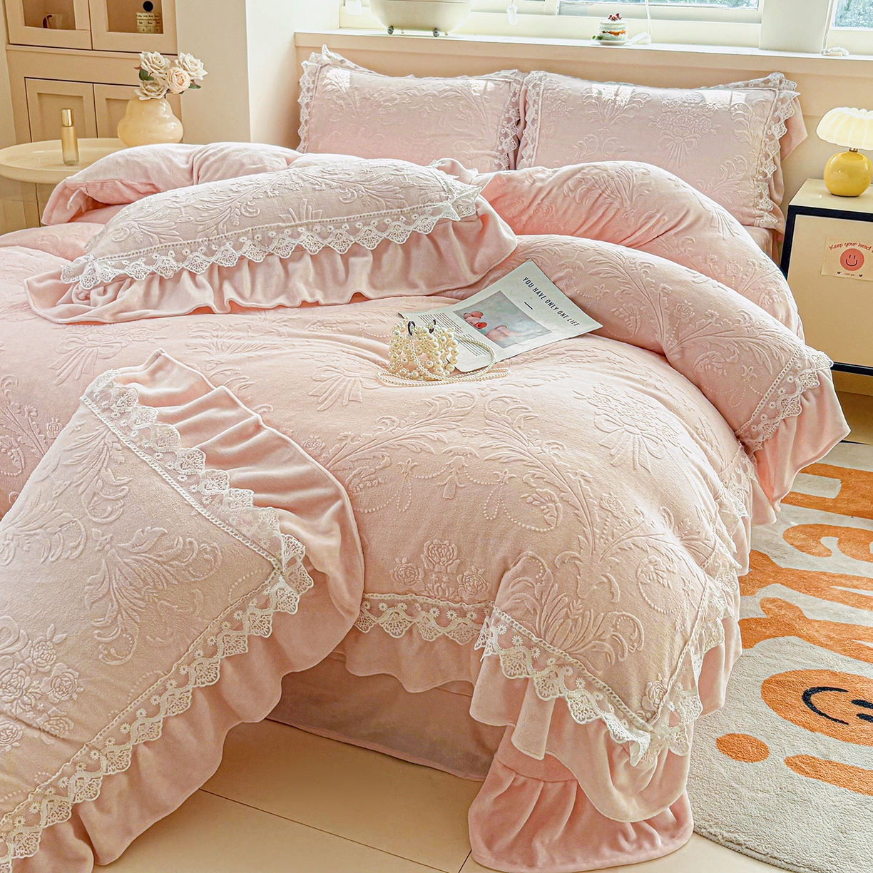 91家纺网 家纺一手货源 找家纺 （总）锦格家纺 2024新款A类高克重牛奶绒四件套