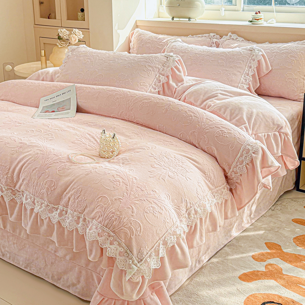 91家纺网 家纺一手货源 找家纺 （总）锦格家纺 2024新款A类高克重牛奶绒四件套