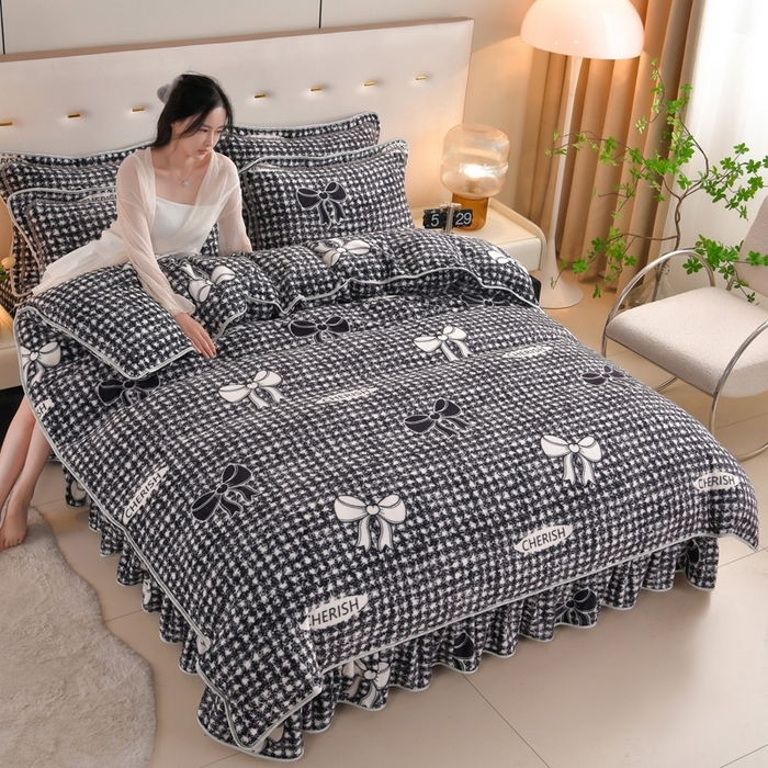 91家纺网 家纺一手货源 找家纺 （总）雅芝蓝 2025新款8-9斤高克重印花牛奶绒四件套保暖绒套件直播爆款