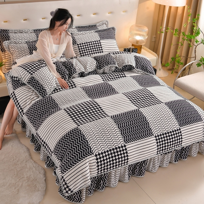 91家纺网 家纺一手货源 找家纺 （总）雅芝蓝 2025新款8-9斤高克重印花牛奶绒四件套保暖绒套件直播爆款