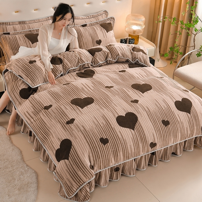 91家纺网 家纺一手货源 找家纺 （总）雅芝蓝 2025新款8-9斤高克重印花牛奶绒四件套保暖绒套件直播爆款