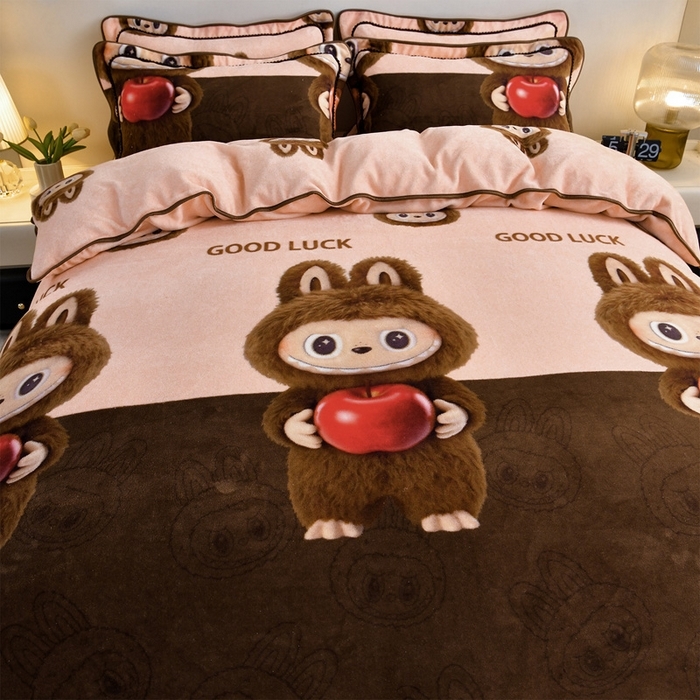 91家纺网 家纺一手货源 找家纺 （总）雅芝蓝 2025新款8-9斤高克重印花牛奶绒四件套保暖绒套件直播爆款