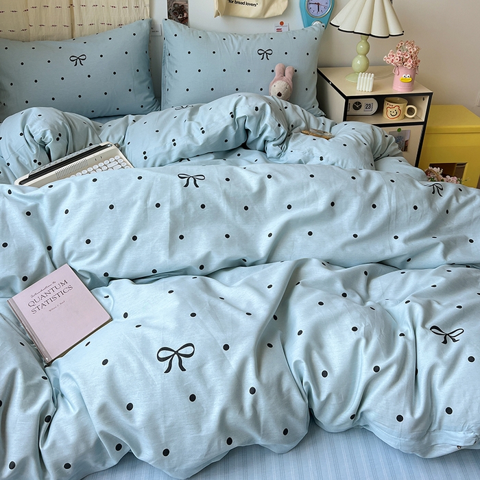 91家纺网 家纺一手货源 找家纺 （总）耀悦家纺 2025新款40支全棉纯棉四件套ins卡通可爱风简约