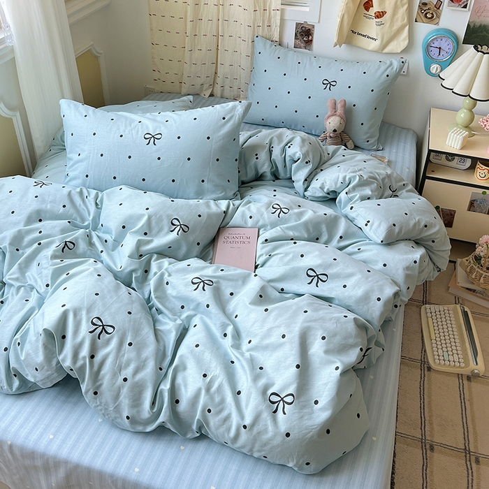 91家纺网 家纺一手货源 找家纺 （总）耀悦家纺 2025新款40支全棉纯棉四件套ins卡通可爱风简约