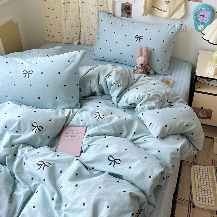 91家纺网 家纺一手货源 找家纺 （总）耀悦家纺 2025新款40支全棉纯棉四件套ins卡通可爱风简约