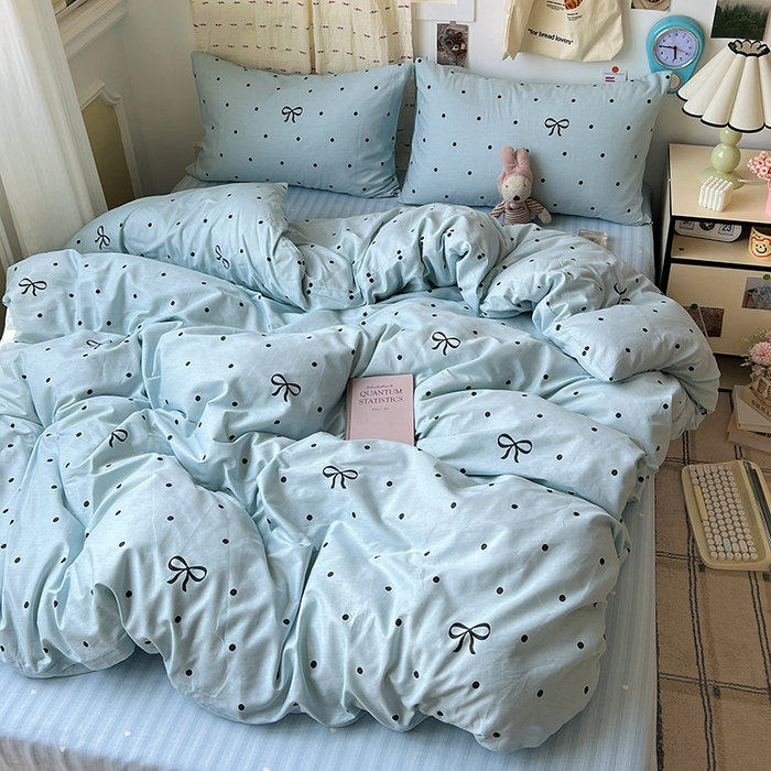 91家纺网 家纺一手货源 找家纺 （总）耀悦家纺 2025新款40支全棉纯棉四件套ins卡通可爱风简约