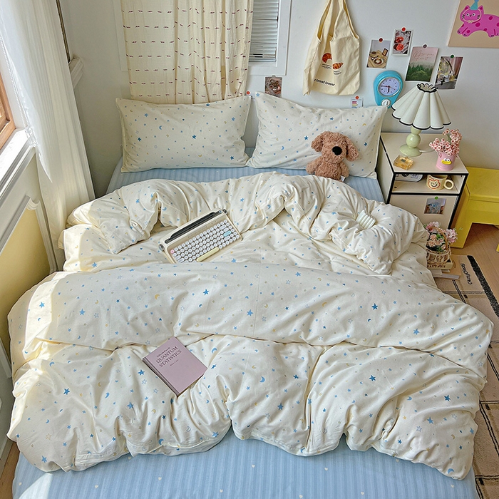 91家纺网 家纺一手货源 找家纺 （总）耀悦家纺 2025新款40支全棉纯棉四件套ins卡通可爱风简约