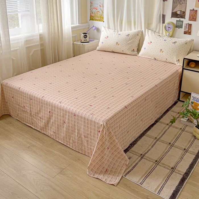 91家纺网 家纺一手货源 找家纺 耀悦家纺 2025新款40支全棉纯棉四件套ins卡通可爱风简约 彩色波点腊肠狗