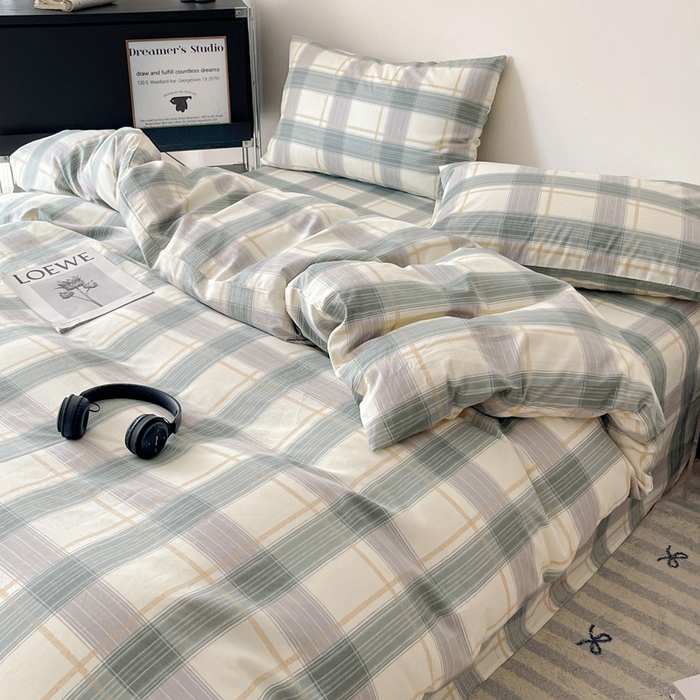 91家纺网 家纺一手货源 找家纺 耀悦家纺 2025新款40支全棉纯棉四件套ins卡通可爱风简约 绿调柔情