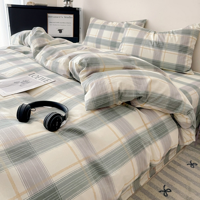 91家纺网 家纺一手货源 找家纺 耀悦家纺 2025新款40支全棉纯棉四件套ins卡通可爱风简约 绿调柔情