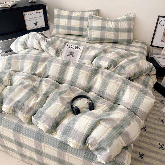 91家纺网 家纺一手货源 找家纺 耀悦家纺 2025新款40支全棉纯棉四件套ins卡通可爱风简约 绿调柔情