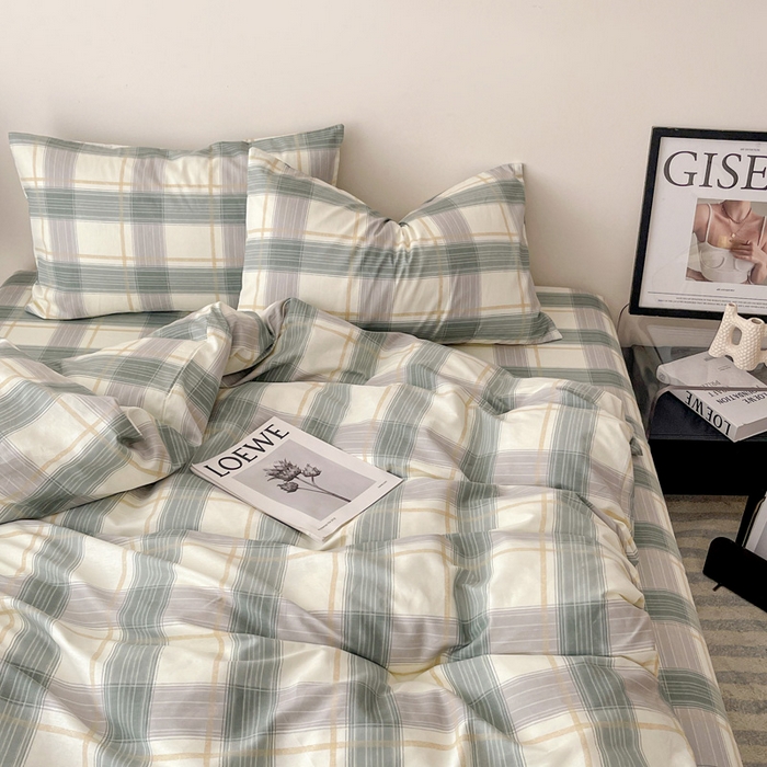 91家纺网 家纺一手货源 找家纺 耀悦家纺 2025新款40支全棉纯棉四件套ins卡通可爱风简约 绿调柔情