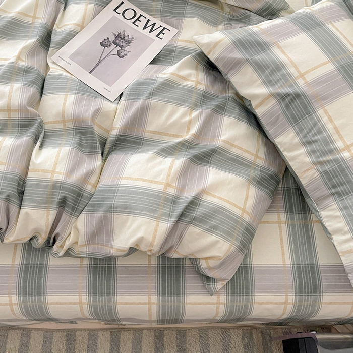 91家纺网 家纺一手货源 找家纺 耀悦家纺 2025新款40支全棉纯棉四件套ins卡通可爱风简约 绿调柔情