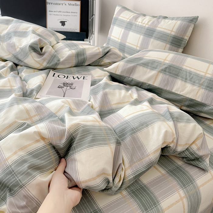 91家纺网 家纺一手货源 找家纺 耀悦家纺 2025新款40支全棉纯棉四件套ins卡通可爱风简约 绿调柔情