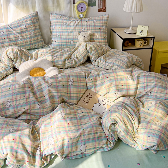 91家纺网 家纺一手货源 找家纺 耀悦家纺 2025新款40支全棉纯棉四件套ins卡通可爱风简约 摩登线描小狗