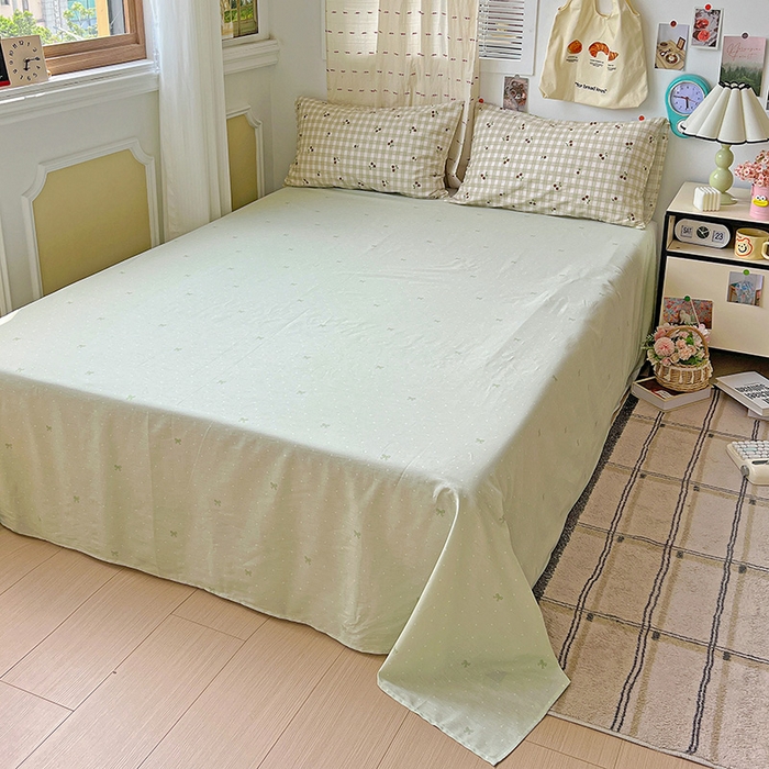 91家纺网 家纺一手货源 找家纺 耀悦家纺 2025新款40支全棉纯棉四件套ins卡通可爱风简约 阡陌樱桃