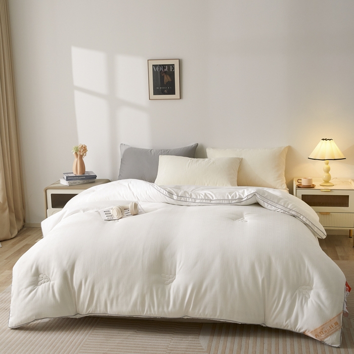 91家纺网 家纺一手货源 找家纺 （总）置顶家纺 2024新款贡缎提花大豆纤维被子被芯--棚拍图