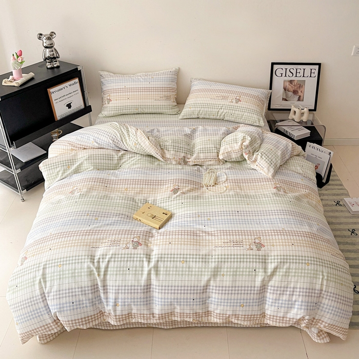 91家纺网 家纺一手货源 找家纺 耀悦家纺 2025新款40支全棉纯棉四件套ins卡通可爱风简约 小骑士