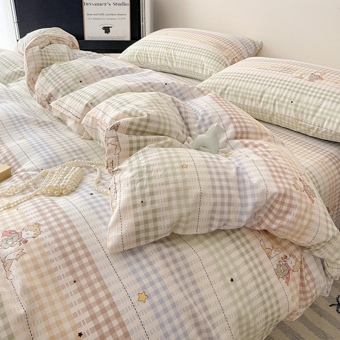 91家纺网 家纺一手货源 找家纺 耀悦家纺 2025新款40支全棉纯棉四件套ins卡通可爱风简约 小骑士