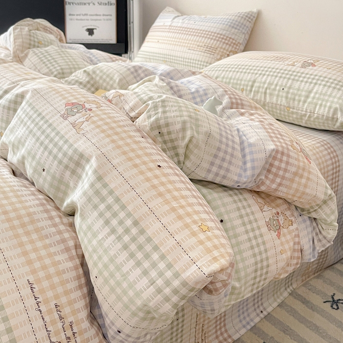 91家纺网 家纺一手货源 找家纺 耀悦家纺 2025新款40支全棉纯棉四件套ins卡通可爱风简约 小骑士