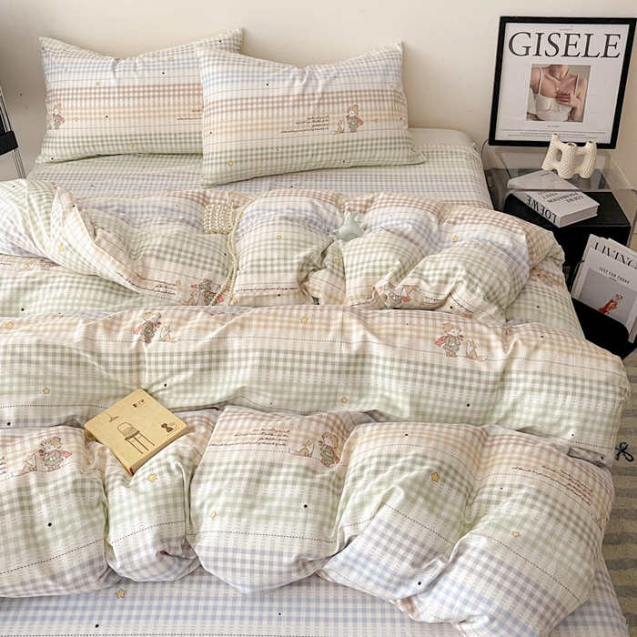 91家纺网 家纺一手货源 找家纺 耀悦家纺 2025新款40支全棉纯棉四件套ins卡通可爱风简约 小骑士