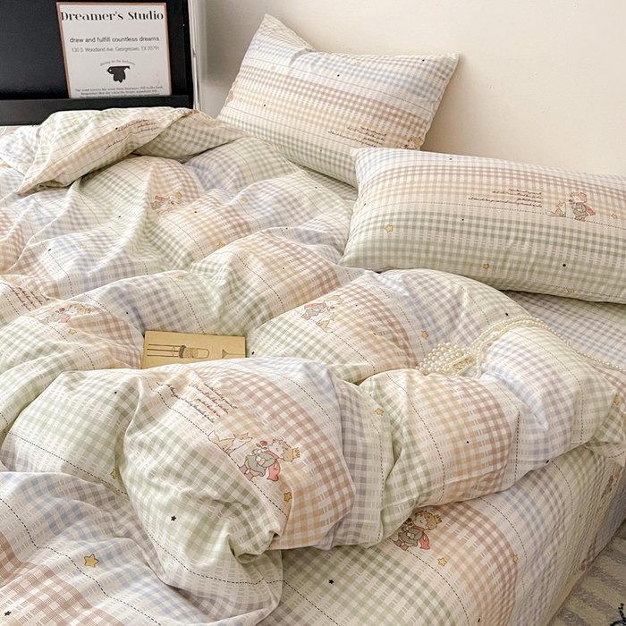 91家纺网 家纺一手货源 找家纺 耀悦家纺 2025新款40支全棉纯棉四件套ins卡通可爱风简约 小骑士