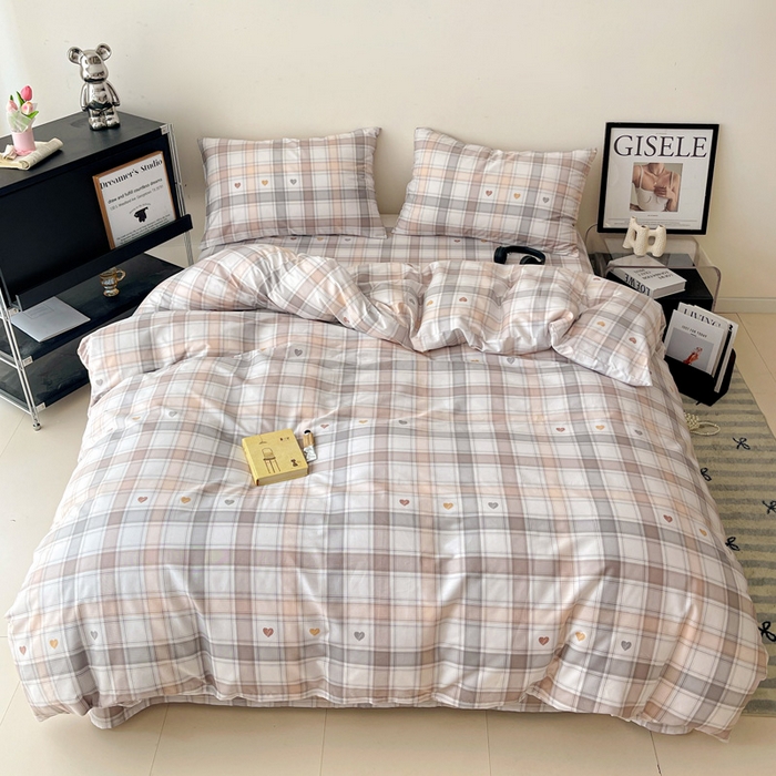 91家纺网 家纺一手货源 找家纺 耀悦家纺 2025新款40支全棉纯棉四件套ins卡通可爱风简约 心语格调