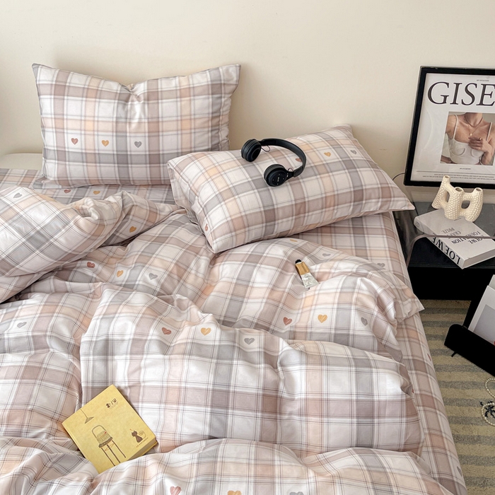 91家纺网 家纺一手货源 找家纺 耀悦家纺 2025新款40支全棉纯棉四件套ins卡通可爱风简约 心语格调