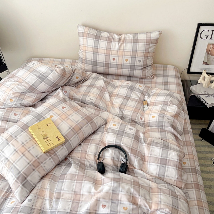 91家纺网 家纺一手货源 找家纺 耀悦家纺 2025新款40支全棉纯棉四件套ins卡通可爱风简约 心语格调