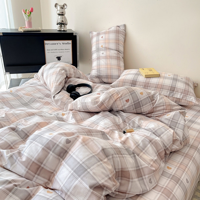 91家纺网 家纺一手货源 找家纺 耀悦家纺 2025新款40支全棉纯棉四件套ins卡通可爱风简约 心语格调