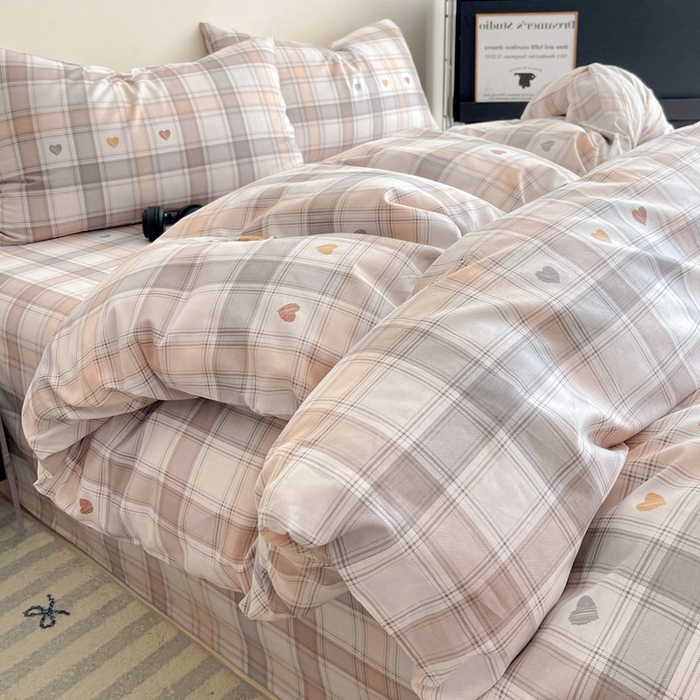 91家纺网 家纺一手货源 找家纺 耀悦家纺 2025新款40支全棉纯棉四件套ins卡通可爱风简约 心语格调