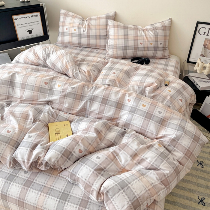 91家纺网 家纺一手货源 找家纺 耀悦家纺 2025新款40支全棉纯棉四件套ins卡通可爱风简约 心语格调