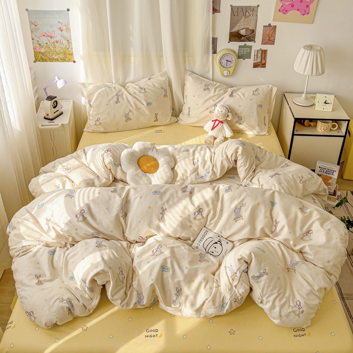 91家纺网 家纺一手货源 找家纺 耀悦家纺 2025新款40支全棉纯棉四件套ins卡通可爱风简约 星光梦幻游乐园