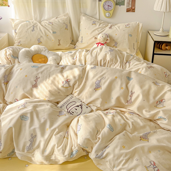 91家纺网 家纺一手货源 找家纺 耀悦家纺 2025新款40支全棉纯棉四件套ins卡通可爱风简约 星光梦幻游乐园