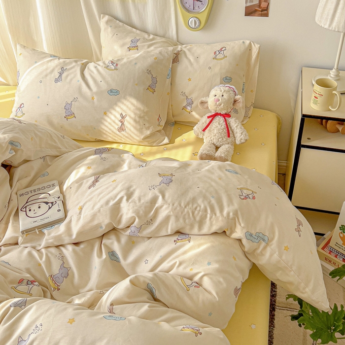 91家纺网 家纺一手货源 找家纺 耀悦家纺 2025新款40支全棉纯棉四件套ins卡通可爱风简约 星光梦幻游乐园