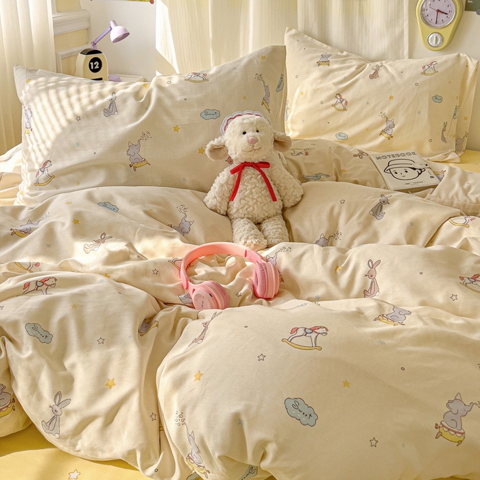 91家纺网 家纺一手货源 找家纺 耀悦家纺 2025新款40支全棉纯棉四件套ins卡通可爱风简约 星光梦幻游乐园