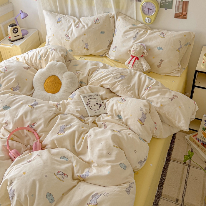 91家纺网 家纺一手货源 找家纺 耀悦家纺 2025新款40支全棉纯棉四件套ins卡通可爱风简约 星光梦幻游乐园