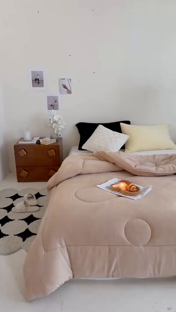 91家纺网 家纺一手货源 找家纺 申龙家纺 2025新款牛奶绒冬被 卡其